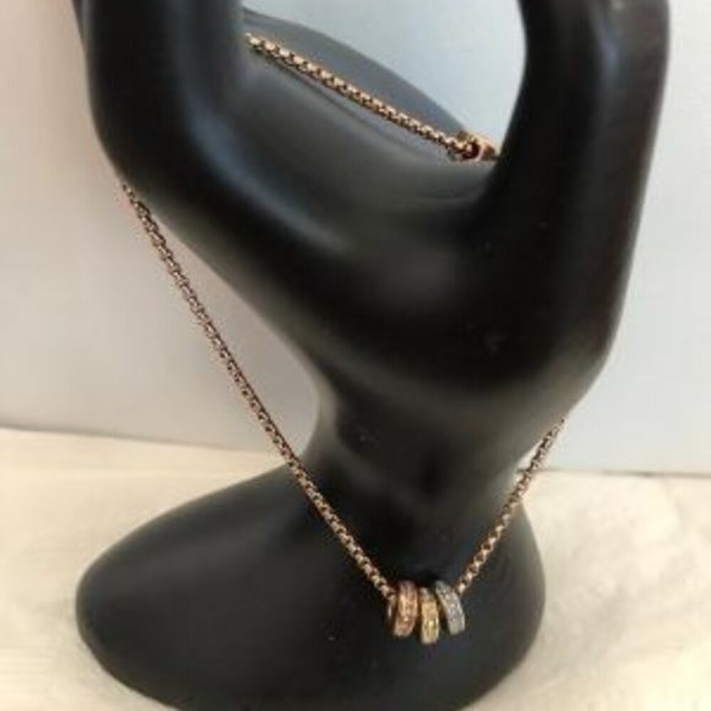 MICHAEL KORS TRI TONE PAVE CHARM SLIDER BRACELET